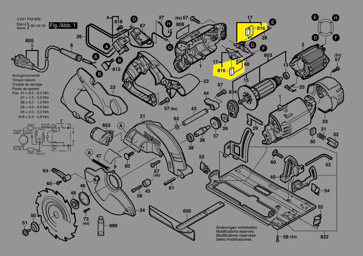 Balais charbon réf. 1 607 014 161 BOSCH